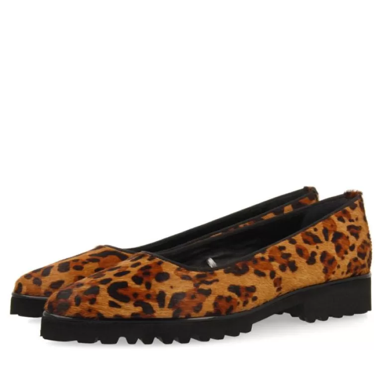Gioseppo Ballet Pumps*Ruka Women'S Leopard-Print Leather Ballet Flats With Thick Track Soles