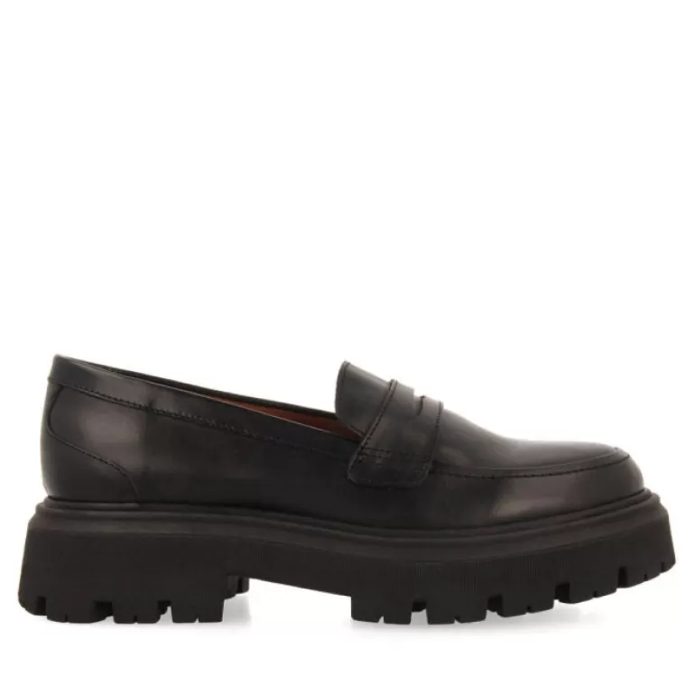 Gioseppo Loafers*Steinnes Women'S Black Leather Moccasins