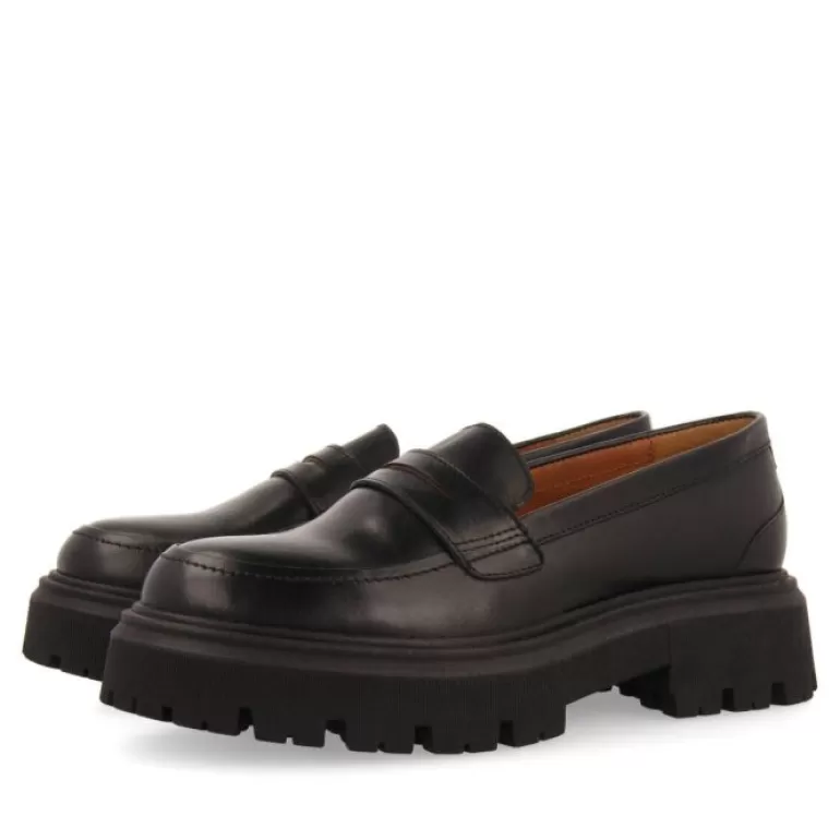 Gioseppo Loafers*Steinnes Women'S Black Leather Moccasins